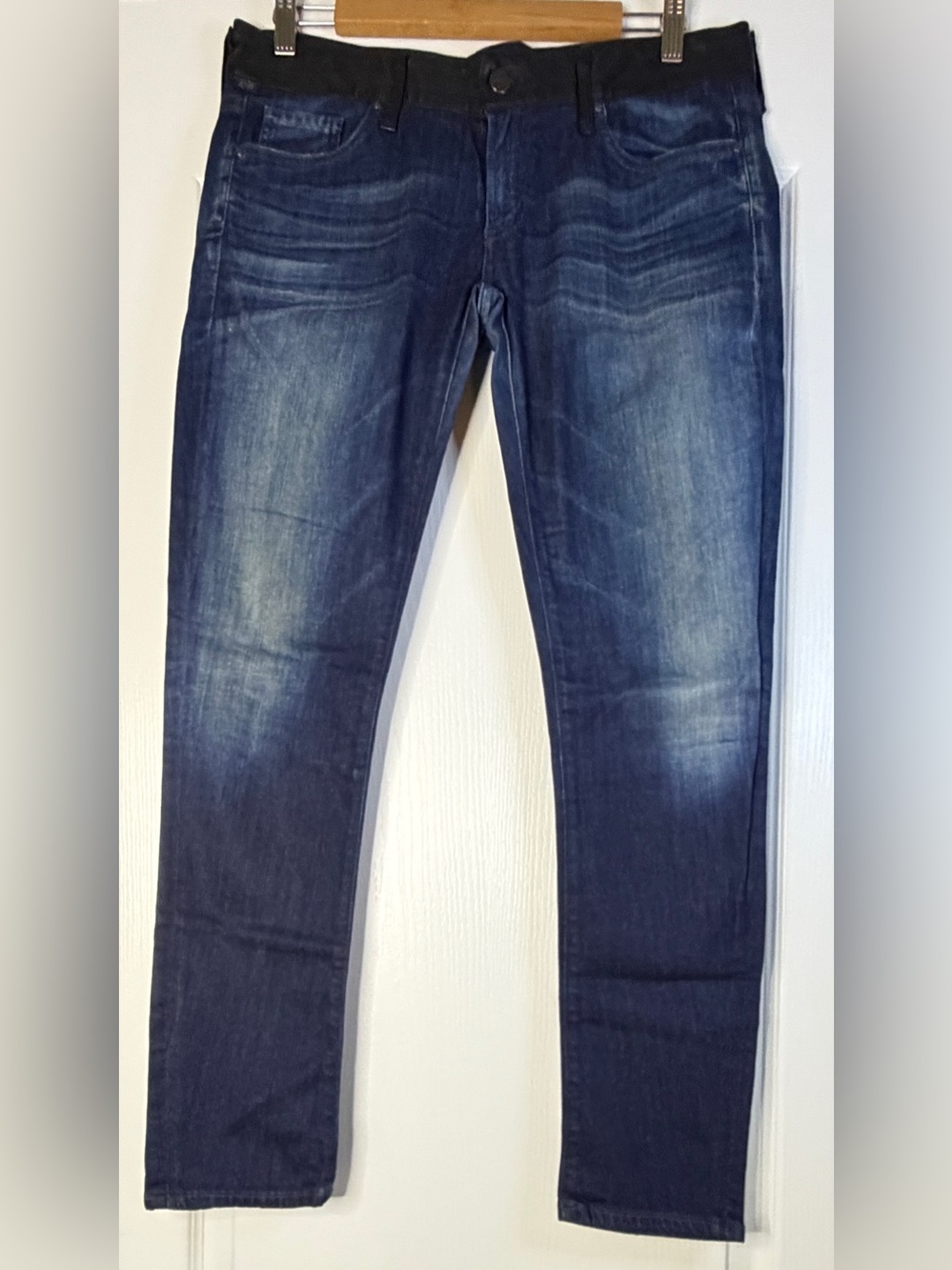 Citizens of Humanity Jeans 29 Dark Indigo Slim Straight Leg Faux Leather Band